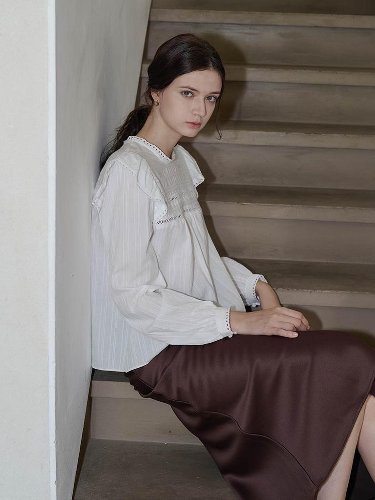Rotre Domin Lautre Satin Flare Skirt Brown