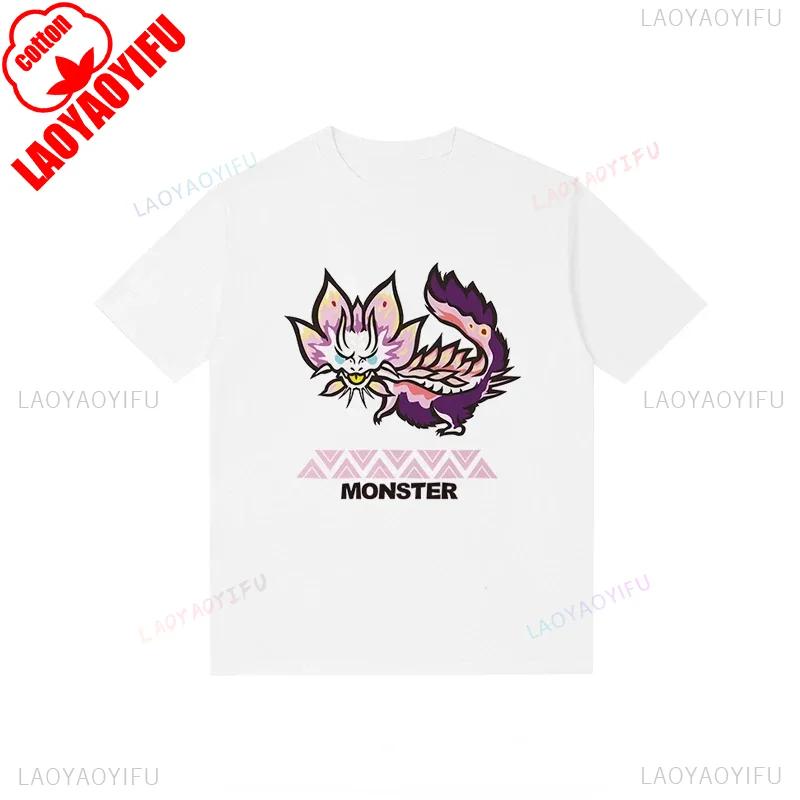 Футболка Monster Hunter Смешная для фанатов игры Мультяшные Топы Хлопок Корейский Стиль Короткий Рукав Повседневная Хипстер Уличная Одежда Мужские Футболки