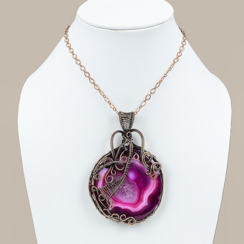 Подвеска из медной проволоки из натурального солнечного кварца ручной работы 3,94 D5j05