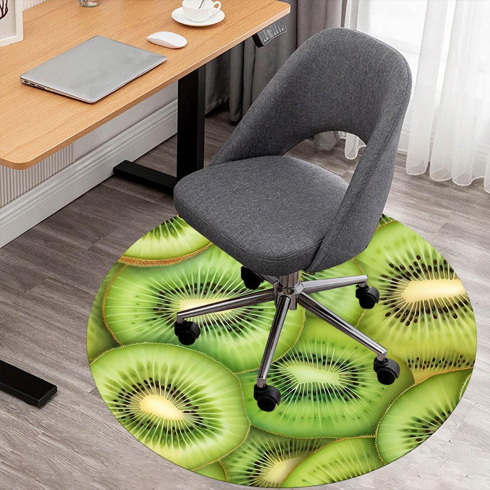 1pc Kiwi Fruit Slices Round Chair mat Area Rug - Non-Slip, Floor Mat for Office, Bedroom, and Indoor Decor c1125869