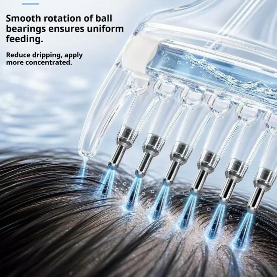 Hair Root Treatment Applicator Scalp Essential Oil Comb, Round Massage Ball Teeth Design, 10ml Capacity, Comb for Growth Clear Leakproof Portable