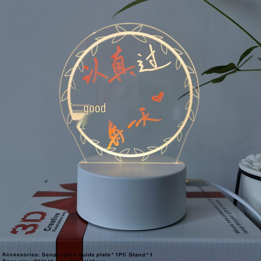 3D Акриловая LED Планшетка для Записи Рукописных Сообщений Ночник со Стираемой Светящейся Доской Сообщений