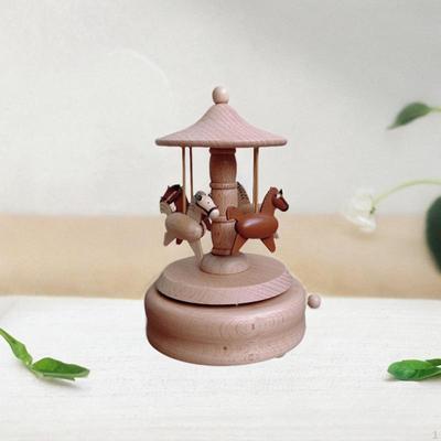 Музыкальная шкатулка-карусель, украшения на день рождения, прекрасный подарок, Заводная игрушка, детский деревянный домашний декор для