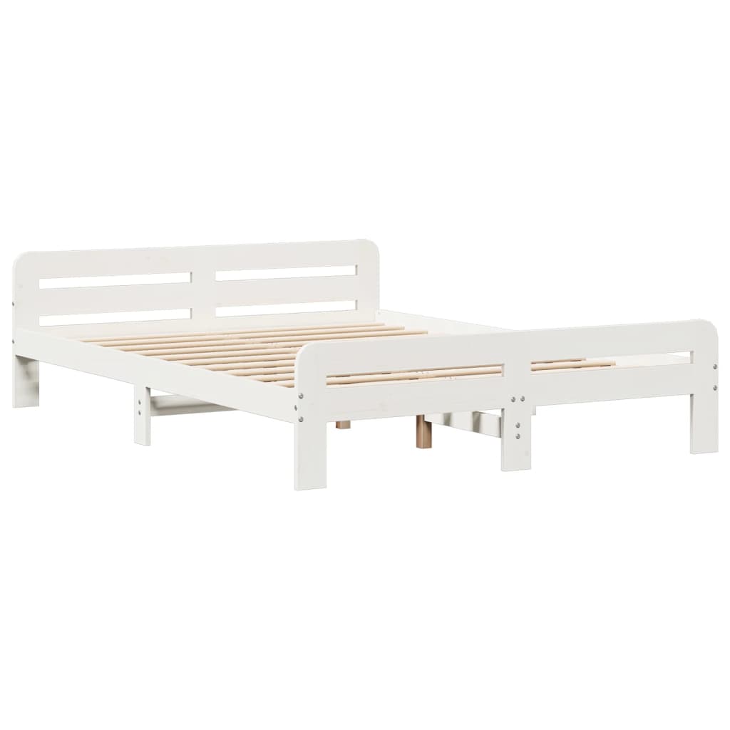 Solid Wood Bed Frame without Mattress White 140x200 cm Pine Wood