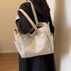Simple Corduroy Tote Bag Large Capacity Shoulder Bag Casual Crossbody Bag For School Travel AVE