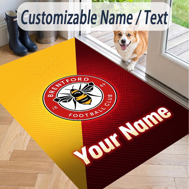 Custom Text Printed Rug Brentford Football Non Slip Floor Carpet For Home Room Decor