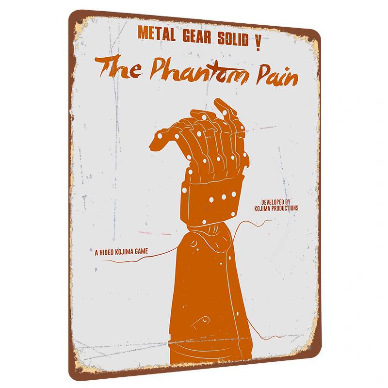 Постер Metal Gear Solid V The Phantom Pain Рука Робота Арт Металлическая Табличка для Игровой Комнаты Настенный Декор