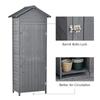 Wooden Garden Storage Shed Utility Gardener Cabinet w/ 3 Shelves, Tilted-felt Roof and Two Lockable Doors, 79cm x 49cm x 191.5cm, Dark Grey