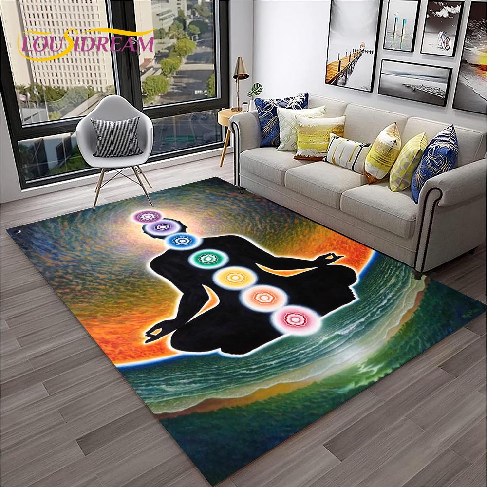 Naturalize Yoga Meditation Rainbow 7 Chakra Soft Carpet Rug для дома, гостиной, спальни, дивана, коврика для двери, декора, нескользящий напольный коврик