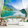 Custom Modern Sea View Wallpaper Coconut Tree 3D Stereo Landscape Mural Living Room Background Wall Mural 3D Home Decor