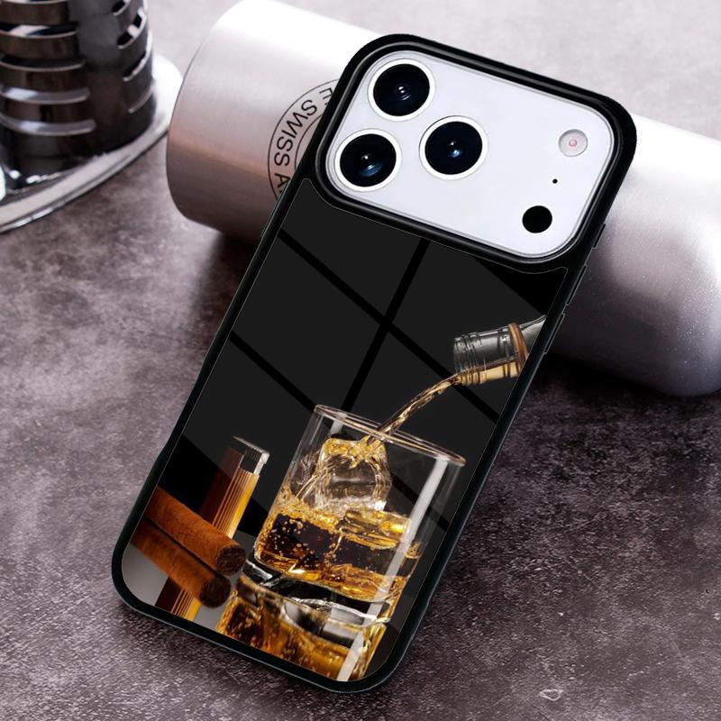 Чехол для телефона «Сигара Виски Ледяной Напиток» для iPhone 17 16 15 14 13 12 11 Pro Max Plus 17Air Мягкий Силиконовый Чехол