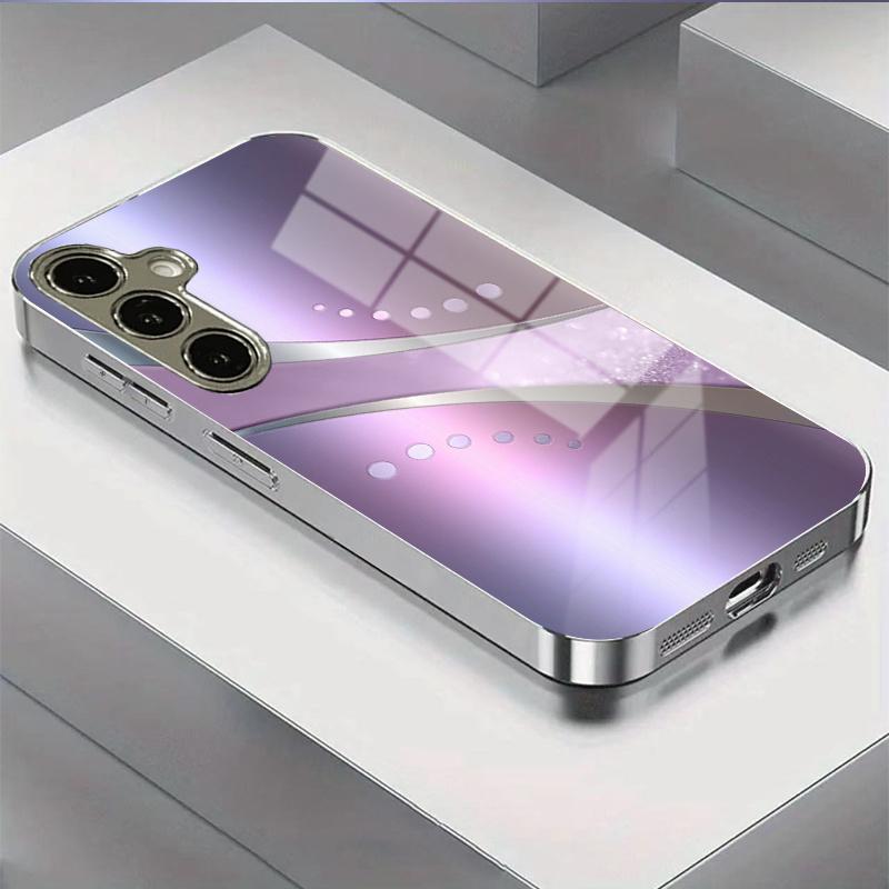 Светло-фиолетовый изогнутый чехол с блестящим круглым узором для Samsung Galaxy S25 S24 Ultra S22 Ultra S21 Ultra S21 S20 Ultra S20
