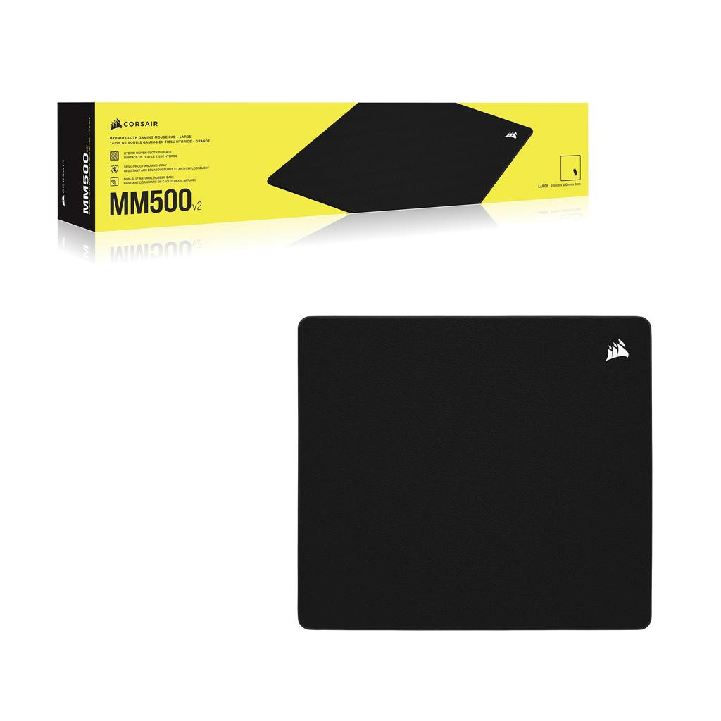 CORSAIR MM500 v2 Hybrid Cloth Gaming Mouse Pad, Large, Anti-Fray and Water-Resistant, with Non-Slip Surface, CH-941B161- WW