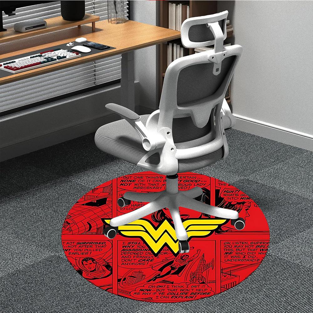 1 шт. Круглый ковер Wonder Woman Superman для офиса, под офисные стулья, спальни, гостиной, домашний декор, декор комнаты, доступен в различных размерах