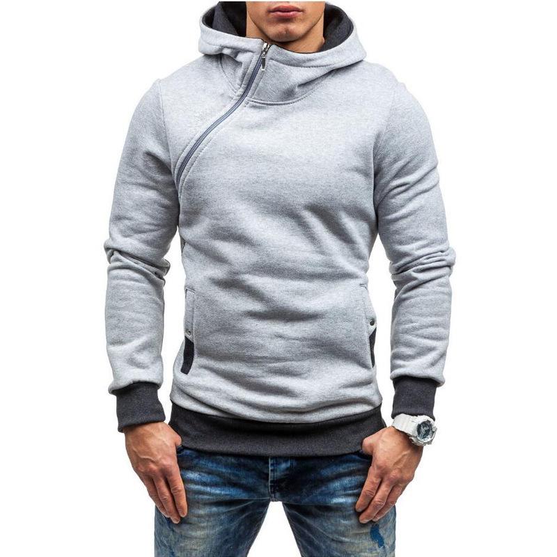 Men's Asymmetrical Zipper Hoodie - Autumn/Winter Collection, Multiple Colors