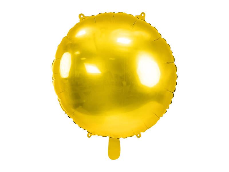 Balon Foliowy Okrągły Pastylka, Złoty, 59 Cm