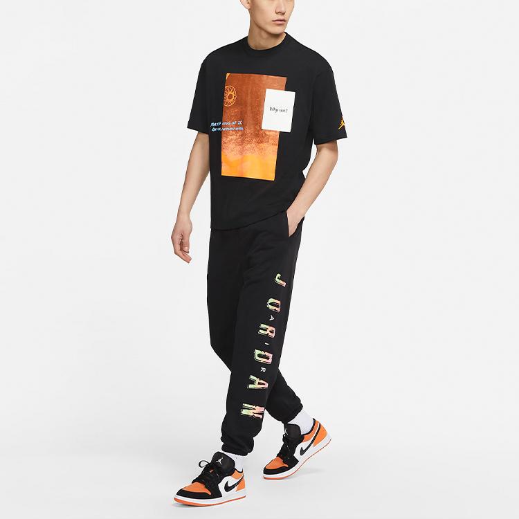 Спортивные вязаные джоггеры прямого кроя с кулиской, мужские брюки с логотипом Air Jordan, черные CZ4844-010