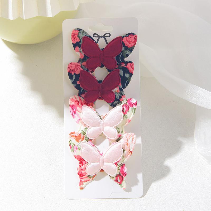 New 4PCS Flower Butterfly Hair Clips Girls Favorite Fashion Lovly Barrettes Clips Gift Baby Hair Accessories