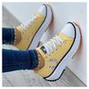 2022 Women's Spring/Autumn Breathable Canvas High-Top Casual Sneakers with Thick Soles and Lace-Up Design for Added Height