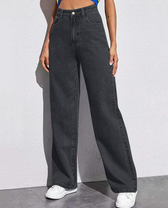 Женские джинсы с высокой посадкой, широкими штанинами, слегка прямые - 2025 Европейский/Американский стиль, подходят для осени и зимы.