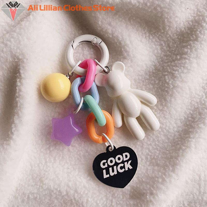 Creative Cute Bear Keychain Colorful Bear Bag Decoration Accessories For Women Girls Fashion Earphone Protective Case Pendant