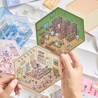 Мини DIY Наклейки с кухонным пейзажем: Серия 2.5D ПЭТ для журналов