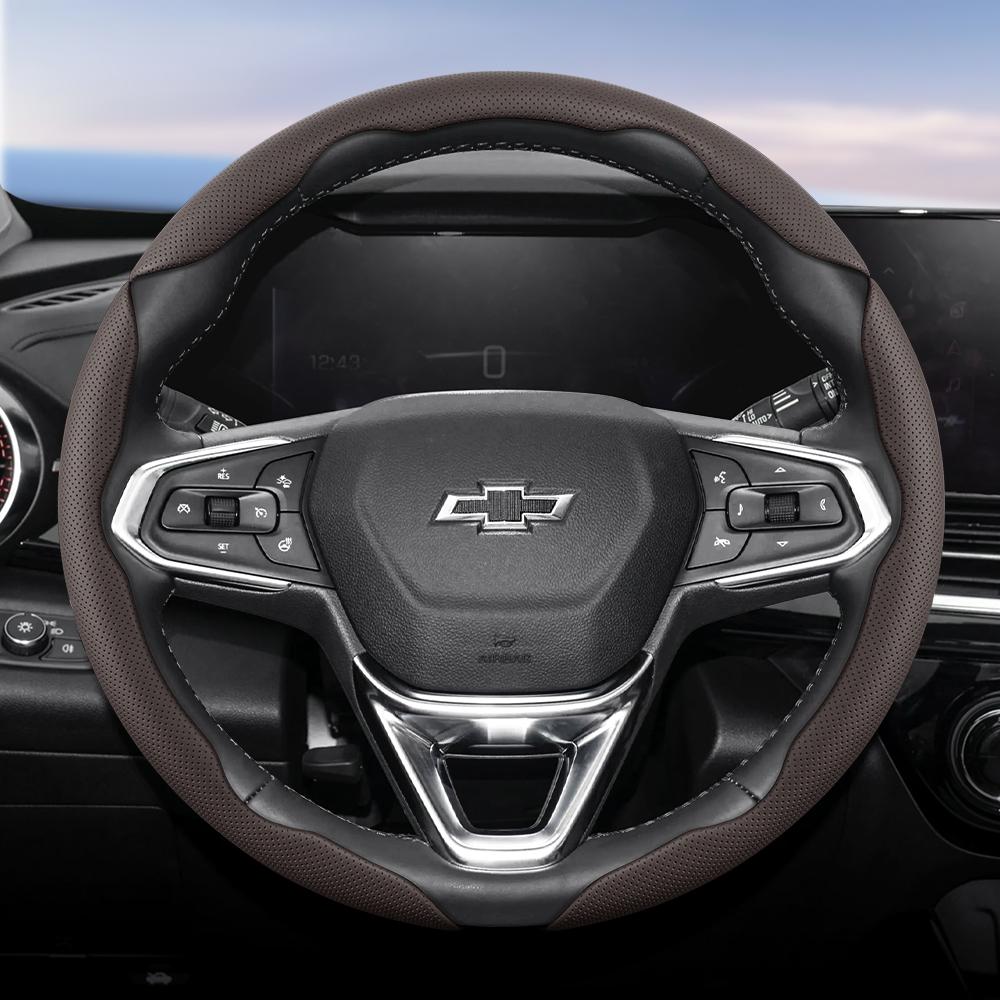 AABHN1 Suitable for Chevrolet Breathable Holes Leather Steering Wheel Cover Segmented Quick Release Design Non-Slip and Durable Cruze Spark Captiva