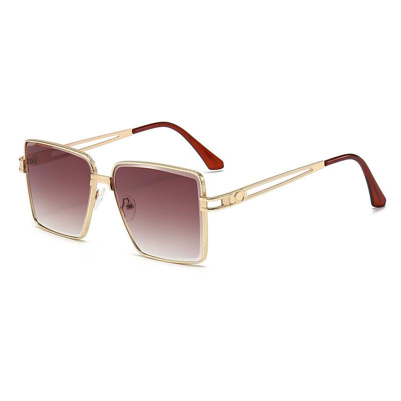 Fashionable Uv400 Black Lens Gold Frame Gradient Sunglasses Women's Oversized Street Snap Eye Glasses