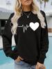 Women's Autumn/Winter Heartbeat Print Long-Sleeve Pullover Sweatshirt
