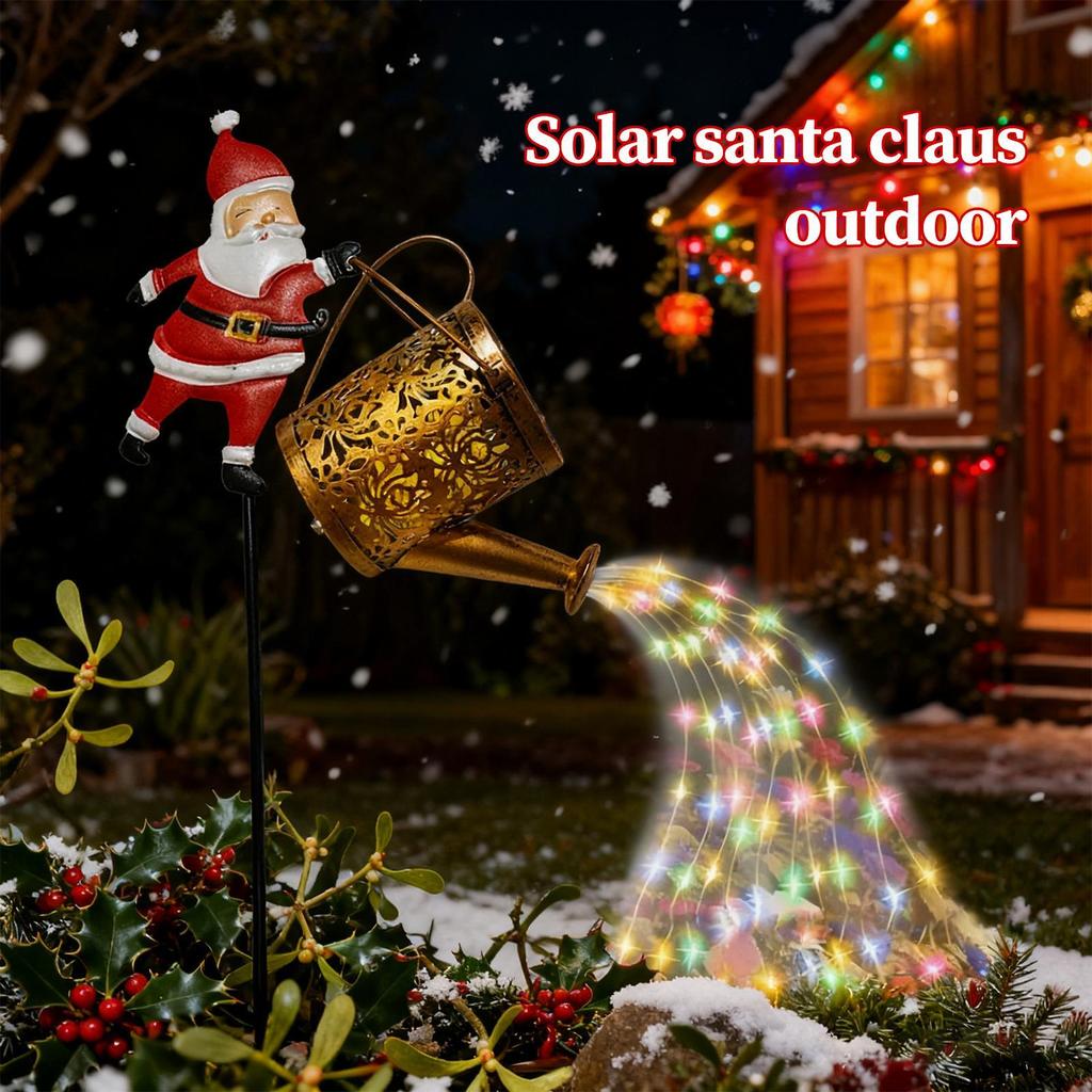 Solar Lawn Santa Kettle Lights Solar LED Waterproof Decorations Christmas Garden Lawn Decorative Light for Holiday Party Church