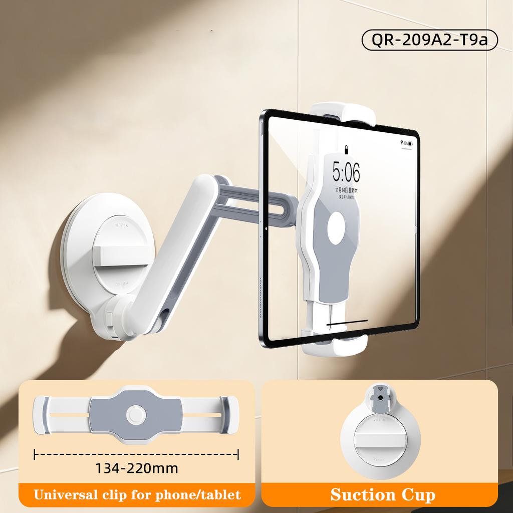 Oatsbasf Glass Mirror Suction Cup Tablet & Phone Holder Wall Mount Tablet Stand Anlge Adjustable Hands Free Telescopic Mount