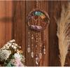 Handmade Natural Wood Vine Ring Christmas Wreath with Crystal Stone Wind Chime Children's Room Bedroom Craft Decoration Pendant
