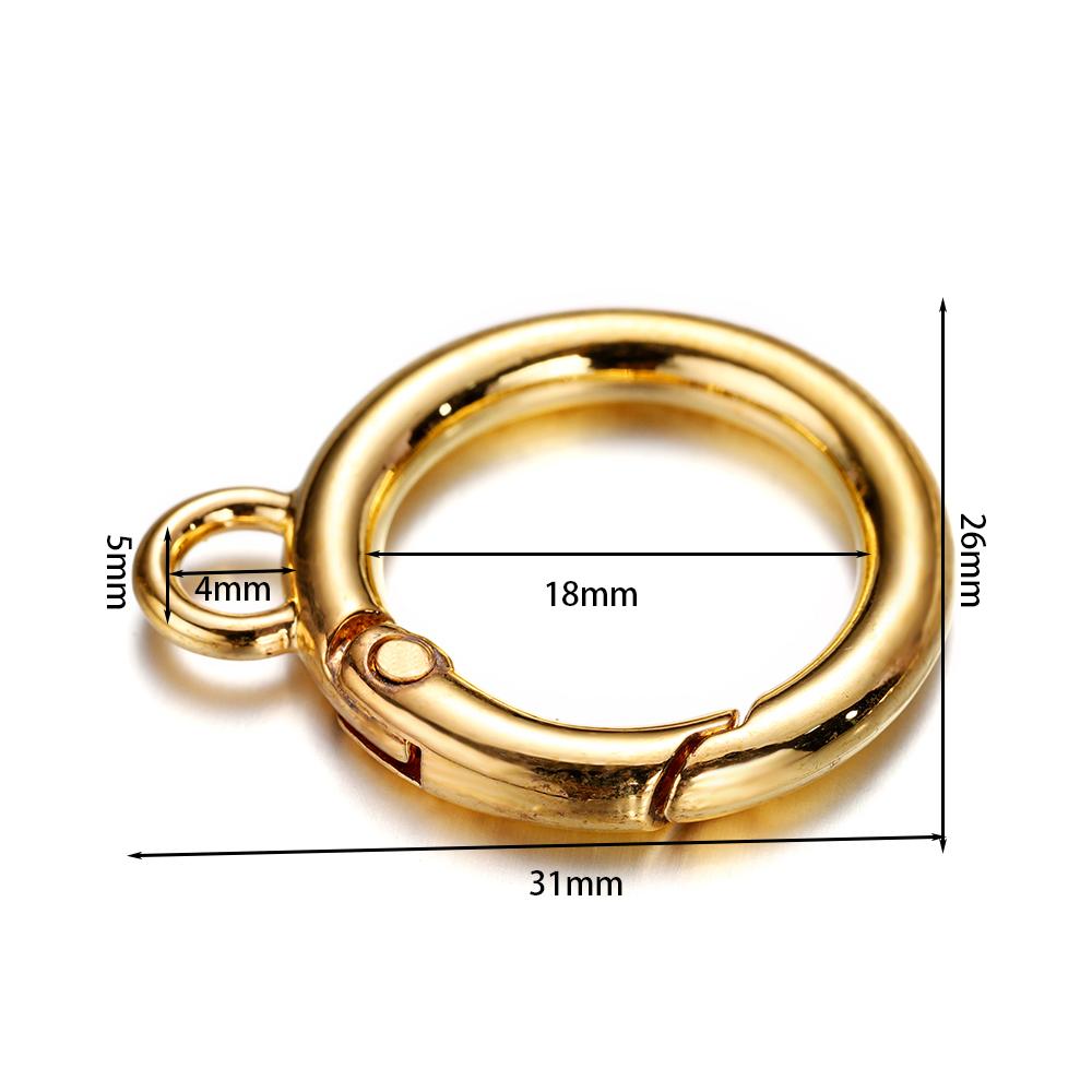 5Pcs Alloy O Ring Spring Clasps With Hole Openable Round Carabiner Keychain Bag Clips Hook Connector For DIY Jewelry Key Rings