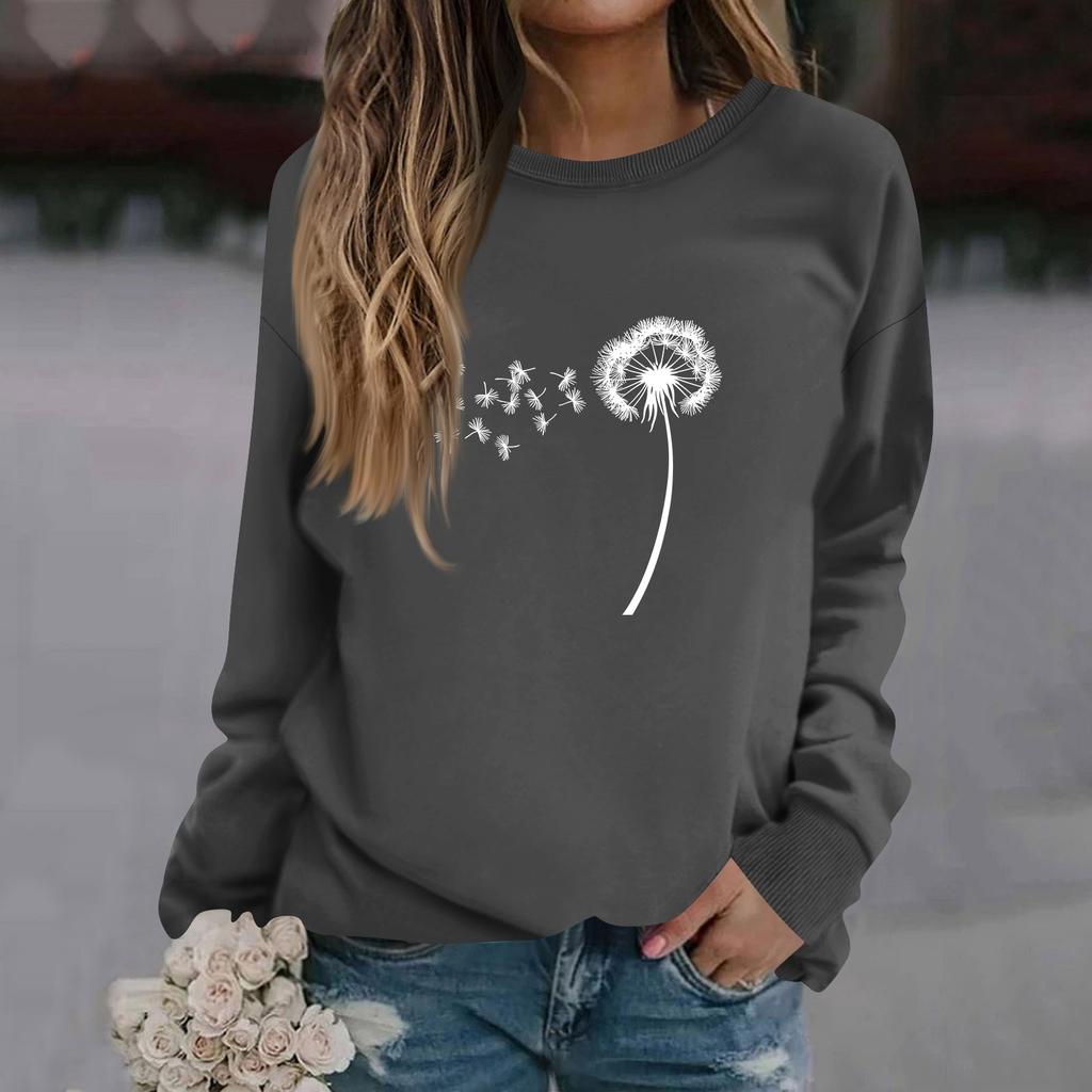 Женская модная повседневная толстовка с длинным рукавом и круглым вырезом с принтом