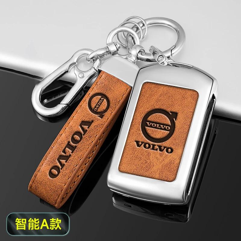 AABBG1 Zinc Alloy Car Key Case Cover Shell Holder Fob For Volvo S60 S90 XC40 XC60 XC90 V90 Polestar 1 Polestar 2 Keychain Car Accessory