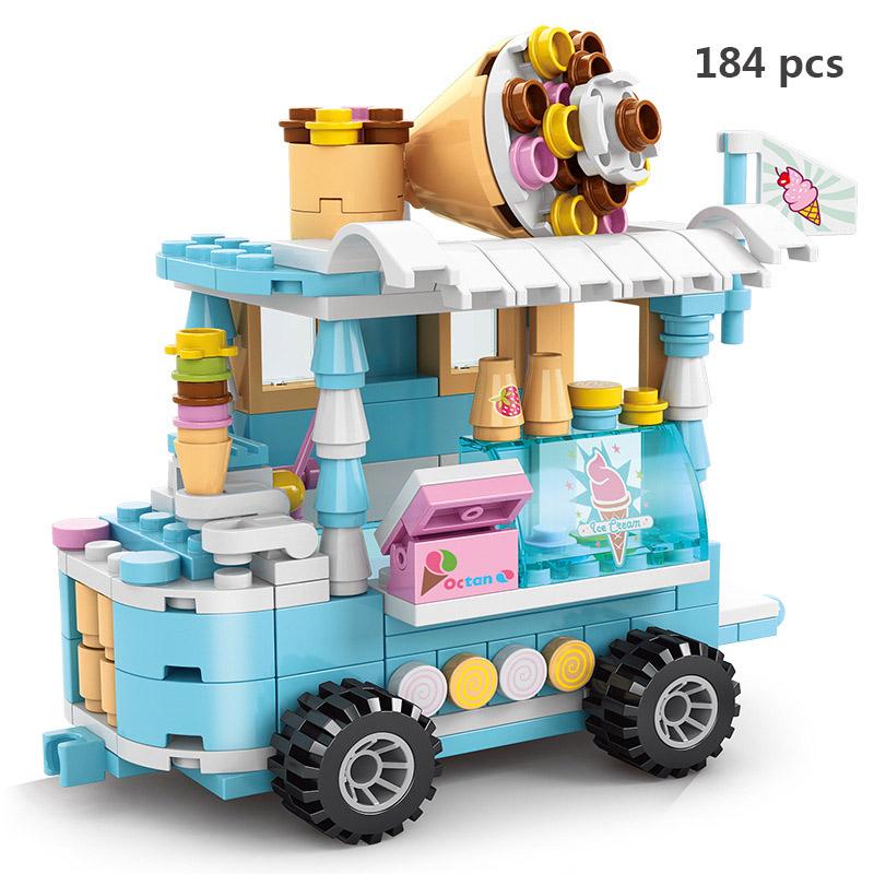 Мини-магазин, наборы для просмотра улиц, модельные строительные блоки, гамбургер, ресторан, розничный магазин, креативная архитектура, друг, город для девочек