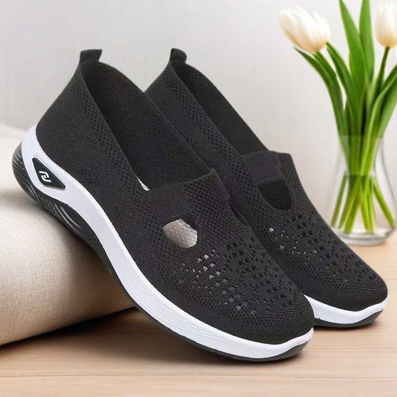 Breathable Mesh Knitted Sleeve Sports Shoes with Thick Bottom - Lightweight Casual Walking Shoes, Women's Sports Shoes, Low Cut Design