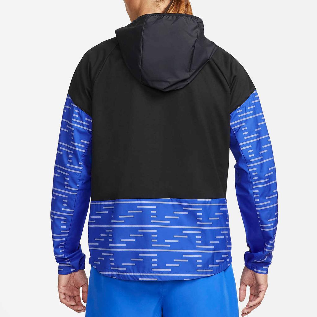 Nike Куртка для бега унисекс Therma-Fit Miler Repel Run Division с капюшоном и молнией, с логотипом, черная/синяя DD6103-011