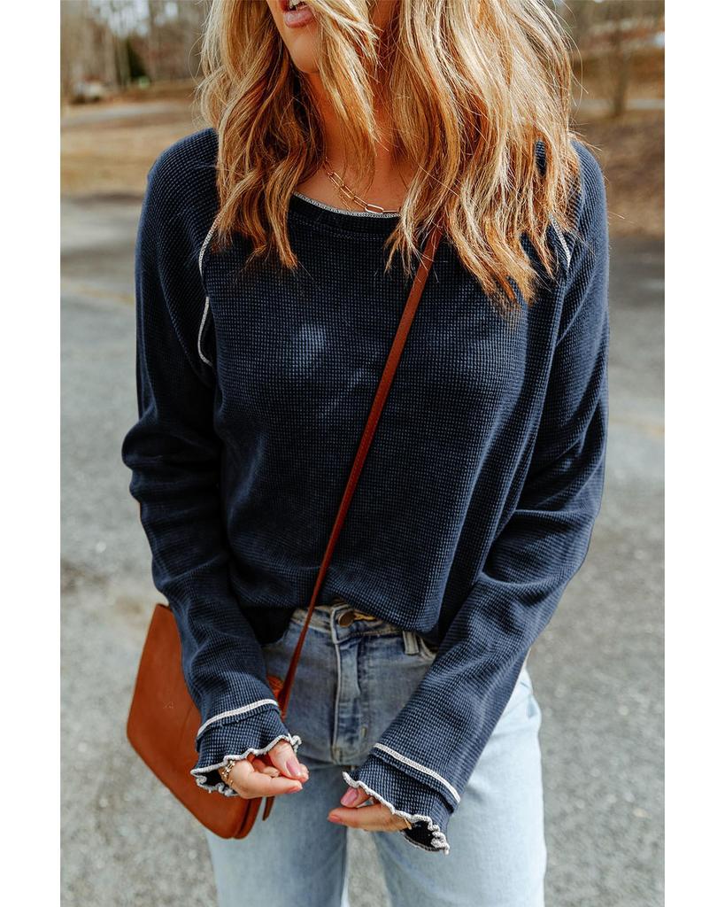 Azura Exchange Текстурированный топ с длинными рукавами