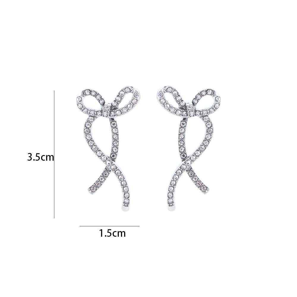 Earrings Rhinestone Bownot Zircon Bow Earrings Korean Style Rhinestone Bow Ear Studs Women Earrings