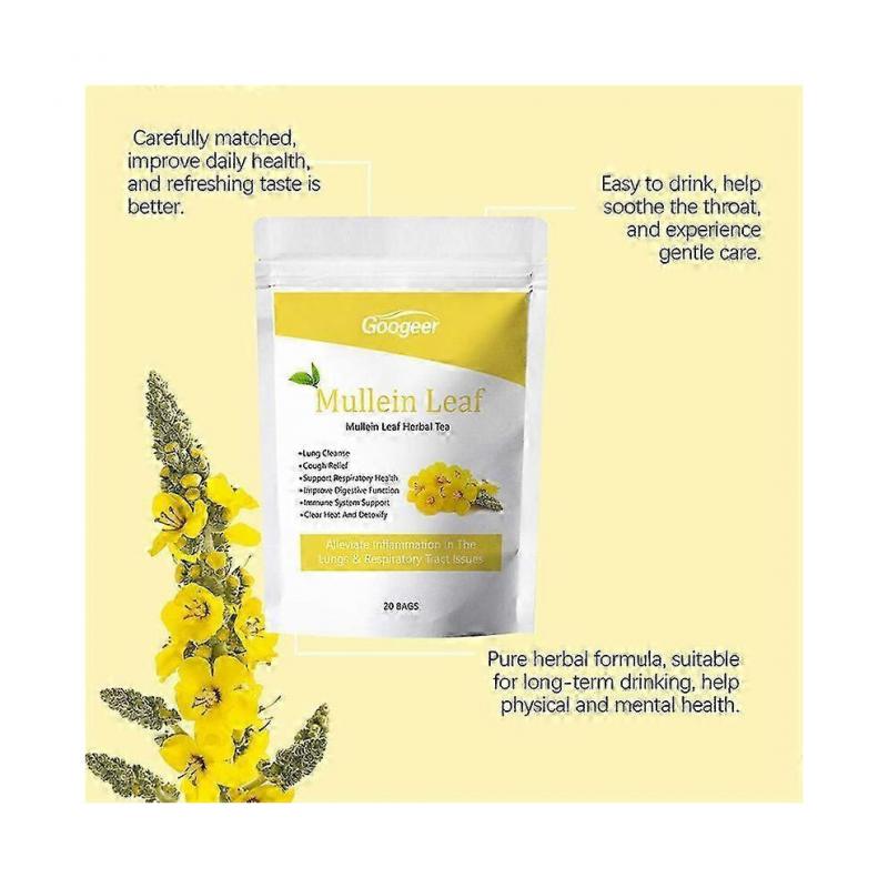 (4 УПАКОВКИ)Чайные пакетики из листьев коровяка Травяной Очищение легких Дыхание Кашель Облегчение Чай Де