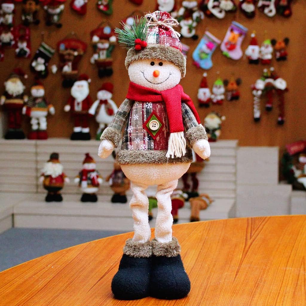 Christmas Doll Decorations, Plush Santa Claus, Snowman, and Reindeer Dolls with Long Legs That can Stand Upright, Tabletop Decorations (Snowman)