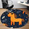 1PC Horse Winter Office Round Area Rug,  Mat Suitable ForOffice, Under Office Chairs Bedroom Living Room Home Decor, Room Deco