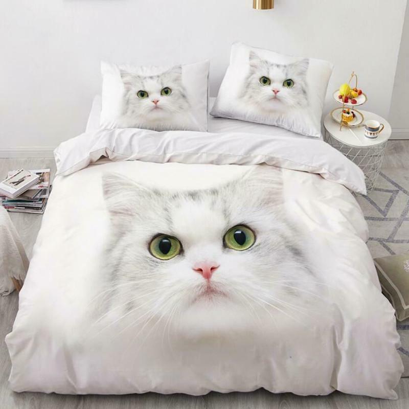 Комплект пододеяльника с кошками, размер Queen, милые домашние кошки, печатный пододеяльник для детей, мальчиков, девочек, 3D мультяшное животное, чехол для одеяла