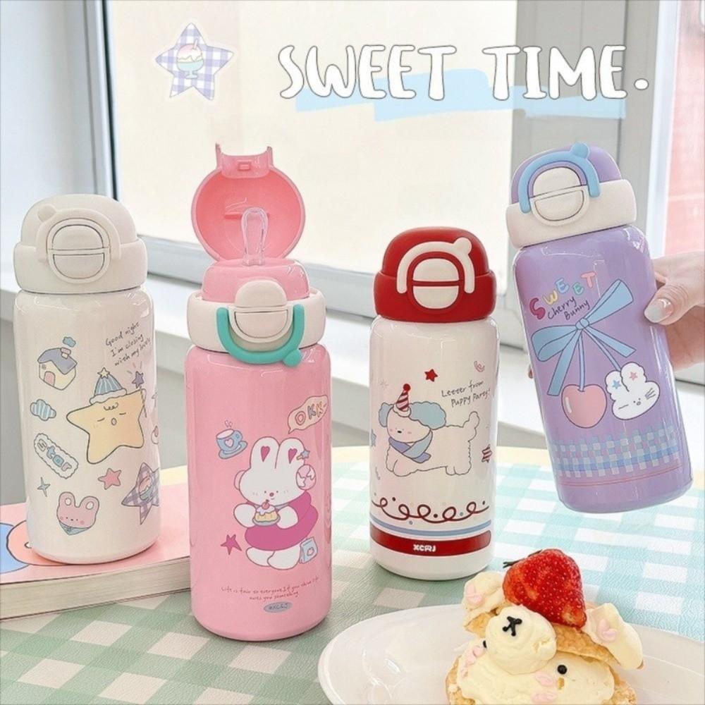 500ml Coffee Mug Stainless Steel Students Sippy Cup Cute Travel Water Bottle