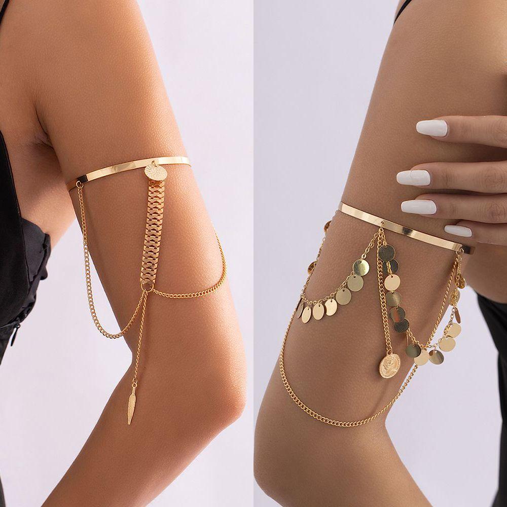 Women Girls Adjustable Fashion Jewelry Minimalist Bangle Arm Bracelet Tassel Armband Upper Arm Cuff