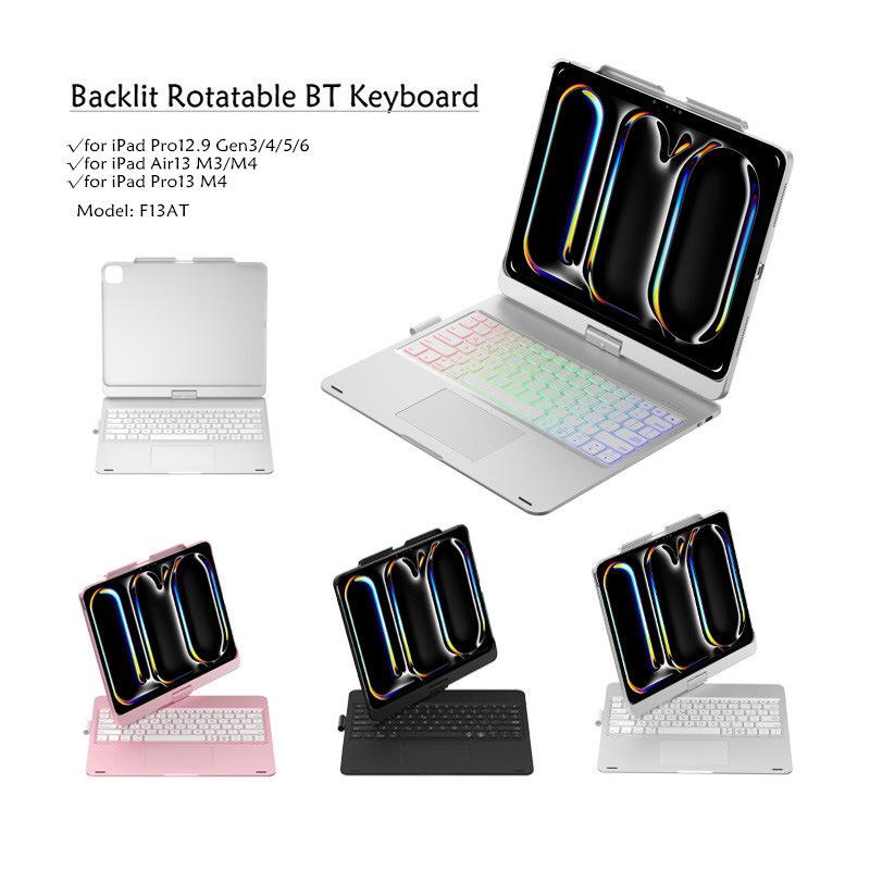 Цветной Bluetooth-кейс-клавиатура с подсветкой и вращением для iPad Pro 11
