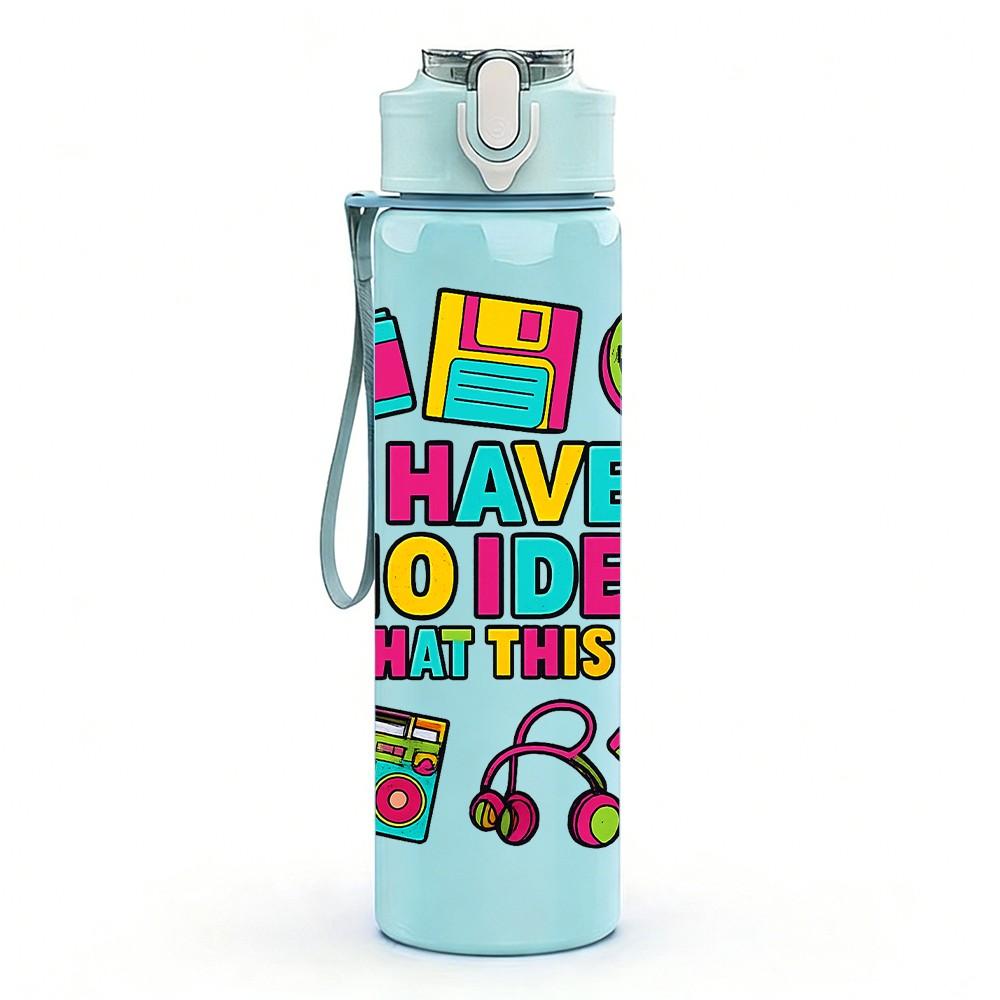 1PC Happy Birthday Kid Collage 750ml Color Plastic Sports Water Bottle Leakproof Flip Straw Lid Suitable for Sports Office Home Use