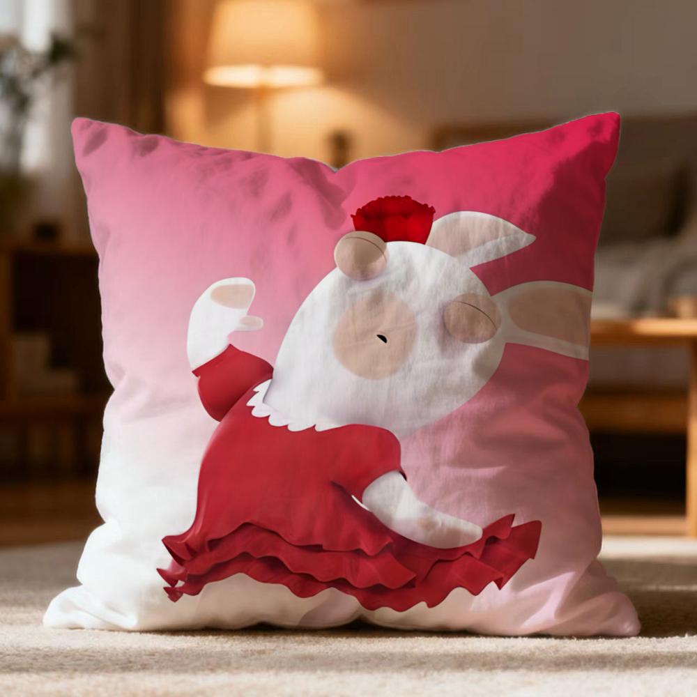 Popular R-RRabbids Invasion Cushion Cover Soft Washable Pillow Case Multi-Scene for Couch Bed Travel Office Use