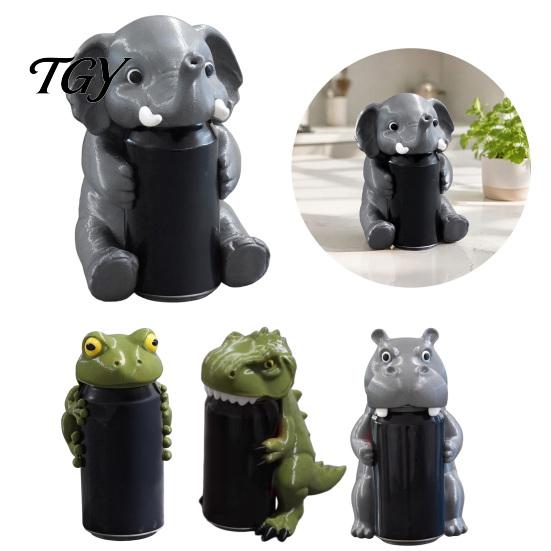Can Sealers for Drinks Dinosaur Hippo Frog Elephant Soda Protector Lid, 3D Printed Cute Animal Beverage Insect Proof Lids Cover, Dust Carbonation